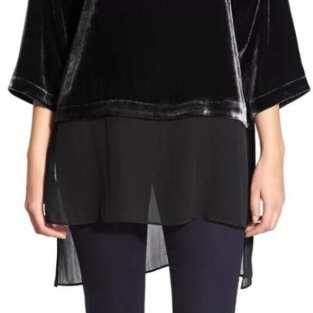🔴 SOLD Eileen Fisher Black Velvet Silk Tunic | L - Picture 3 of 11